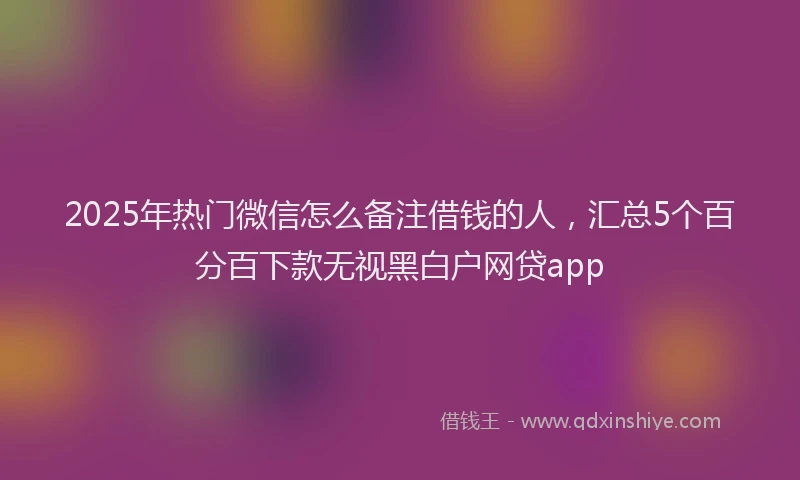 2025年热门微信怎么备注借钱的人，汇总5个百分百下款无视黑白户网贷app