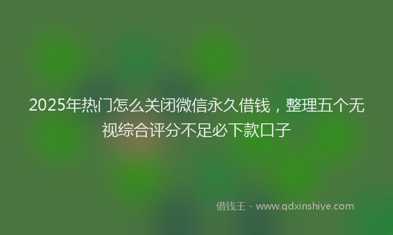 2025年热门怎么关闭微信永久借钱，整理五个无视综合评分不足必下款口子