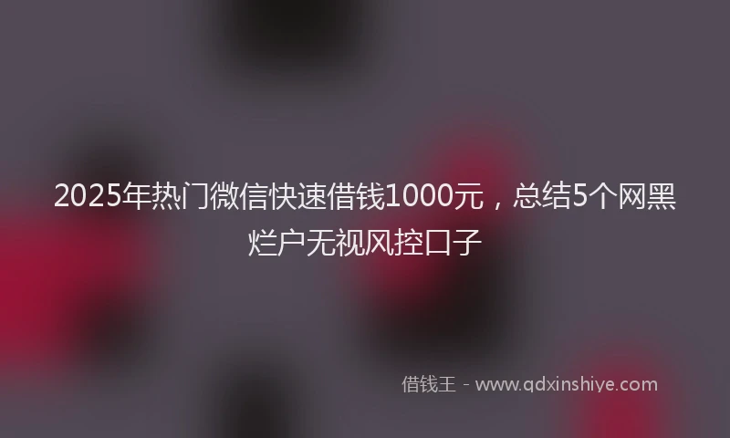 2025年热门微信快速借钱1000元，总结5个网黑烂户无视风控口子