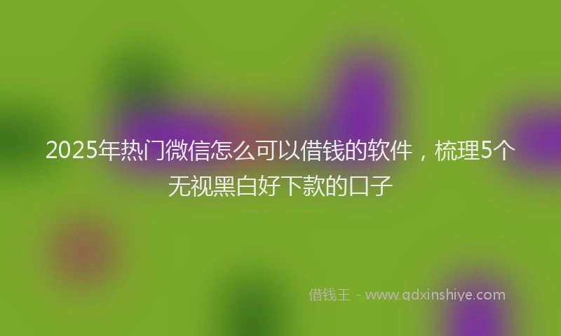 2025年热门微信怎么可以借钱的软件，梳理5个无视黑白好下款的口子