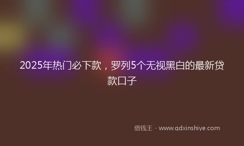 2025年热门必下款，罗列5个无视黑白的最新贷款口子