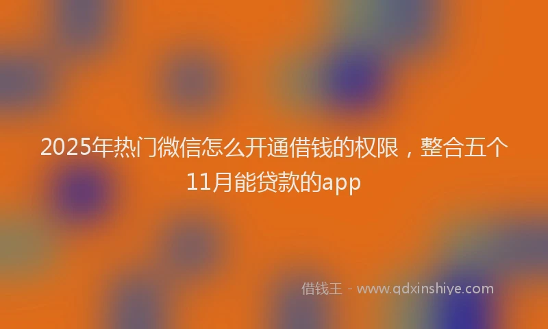 2025年热门微信怎么开通借钱的权限，整合五个11月能贷款的app