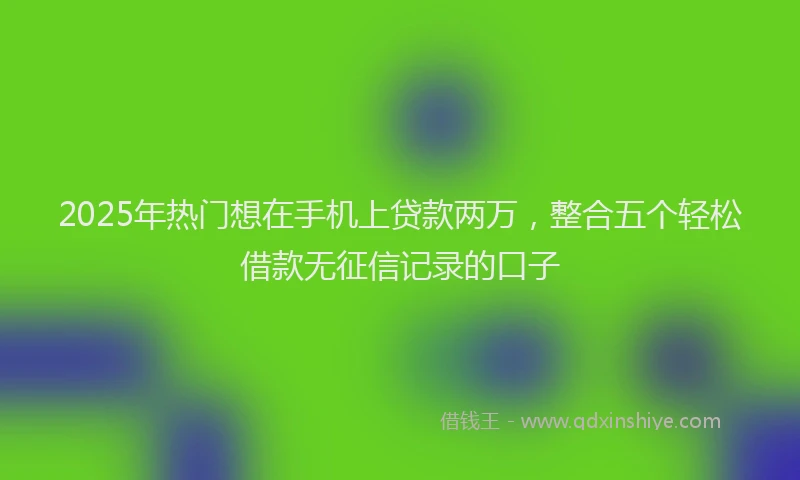 2025年热门想在手机上贷款两万，整合五个轻松借款无征信记录的口子