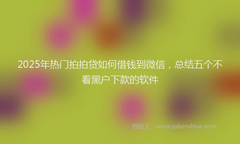 2025年热门拍拍贷如何借钱到微信，总结五个不看黑户下款的软件