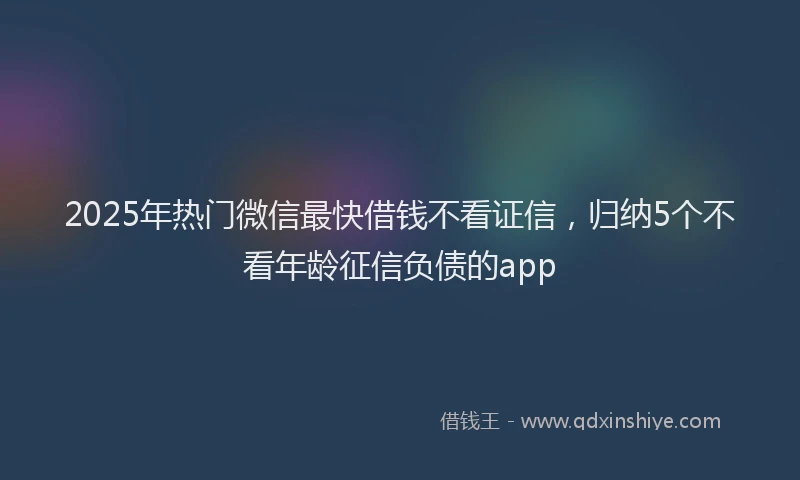 2025年热门微信最快借钱不看证信，归纳5个不看年龄征信负债的app