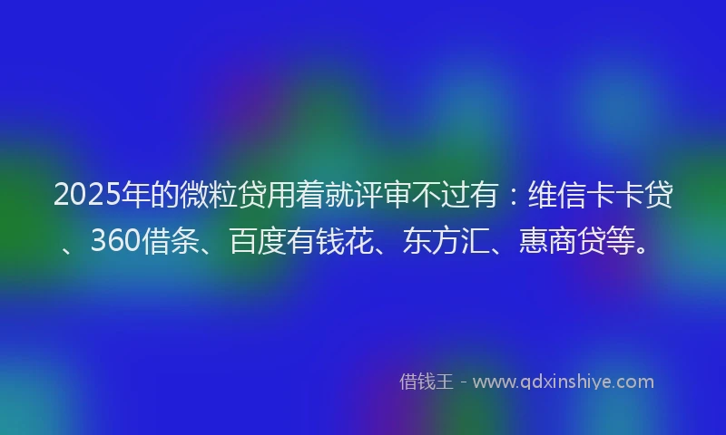 2025年的微粒贷用着就评审不过有：维信卡卡贷、360借条、百度有钱花、东方汇、惠商贷等。