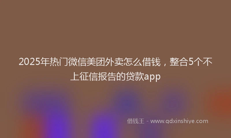 2025年热门微信美团外卖怎么借钱，整合5个不上征信报告的贷款app