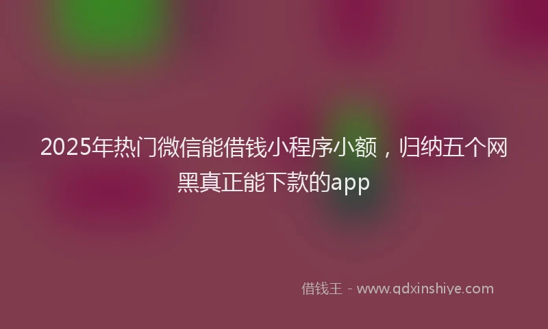 2025年热门微信能借钱小程序小额，归纳五个网黑真正能下款的app