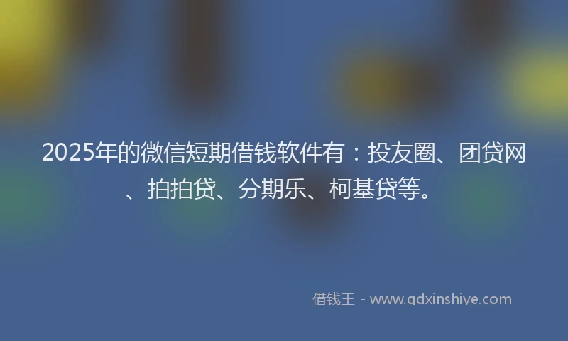 2025年的微信短期借钱软件有：投友圈、团贷网、拍拍贷、分期乐、柯基贷等。