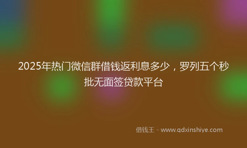 2025年热门微信群借钱返利息多少，罗列五个秒批无面签贷款平台