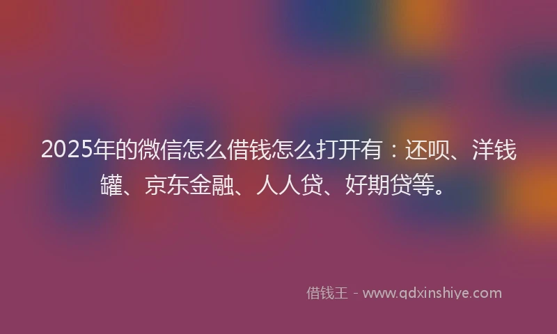 2025年的微信怎么借钱怎么打开有：还呗、洋钱罐、京东金融、人人贷、好期贷等。
