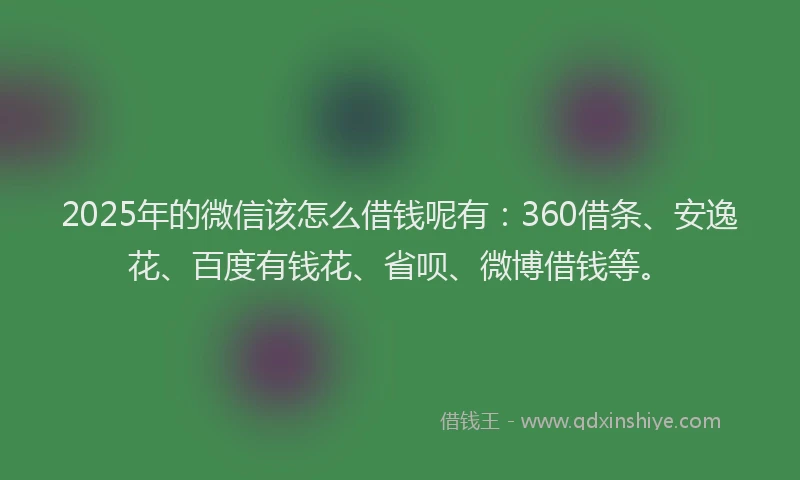 2025年的微信该怎么借钱呢有：360借条、安逸花、百度有钱花、省呗、微博借钱等。