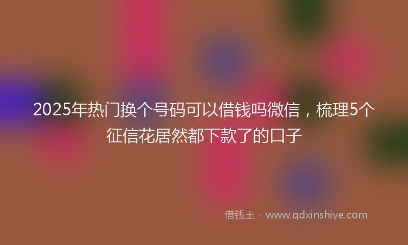 2025年热门换个号码可以借钱吗微信，梳理5个征信花居然都下款了的口子