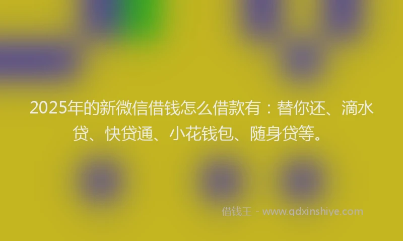 2025年的新微信借钱怎么借款有：替你还、滴水贷、快贷通、小花钱包、随身贷等。
