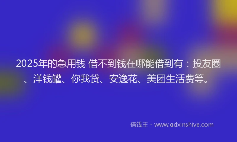 2025年的急用钱 借不到钱在哪能借到有：投友圈、洋钱罐、你我贷、安逸花、美团生活费等。