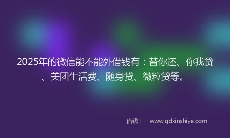 2025年的微信能不能外借钱有：替你还、你我贷、美团生活费、随身贷、微粒贷等。