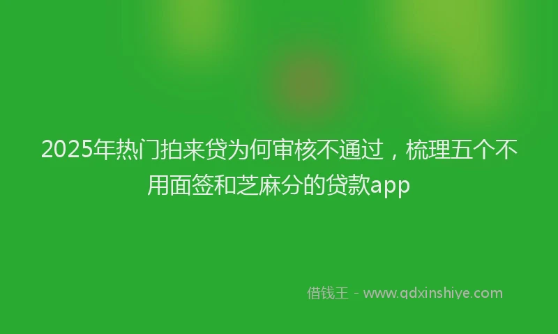 2025年热门拍来贷为何审核不通过，梳理五个不用面签和芝麻分的贷款app