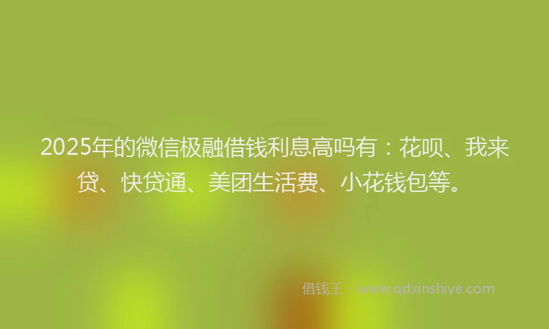 2025年的微信极融借钱利息高吗有：花呗、我来贷、快贷通、美团生活费、小花钱包等。