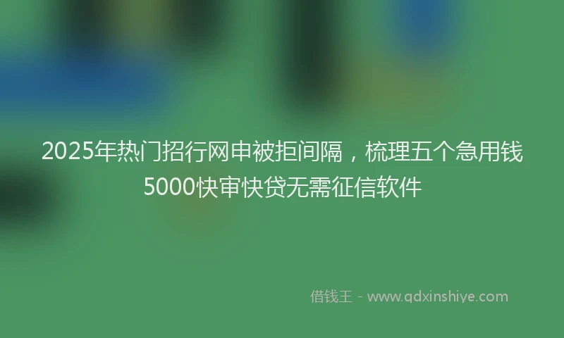 2025年热门招行网申被拒间隔，梳理五个急用钱5000快审快贷无需征信软件