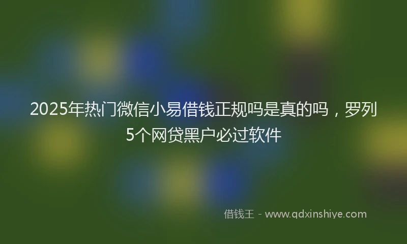 2025年热门微信小易借钱正规吗是真的吗，罗列5个网贷黑户必过软件