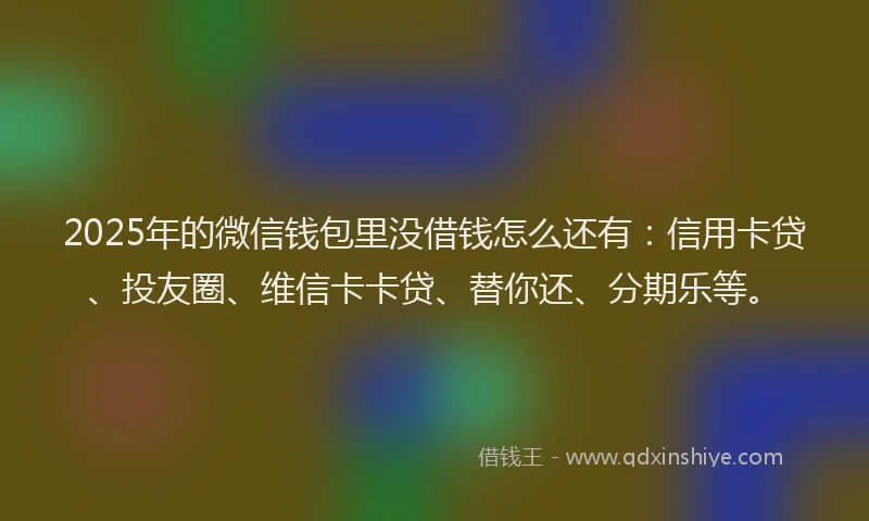 2025年的微信钱包里没借钱怎么还有：信用卡贷、投友圈、维信卡卡贷、替你还、分期乐等。
