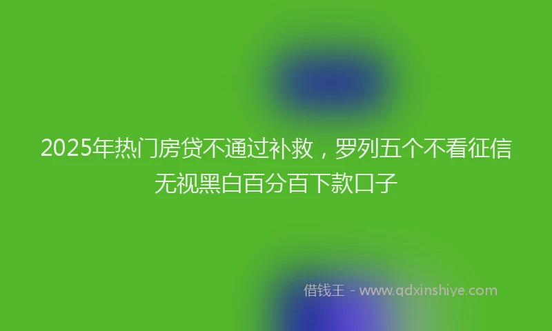 2025年热门房贷不通过补救，罗列五个不看征信无视黑白百分百下款口子