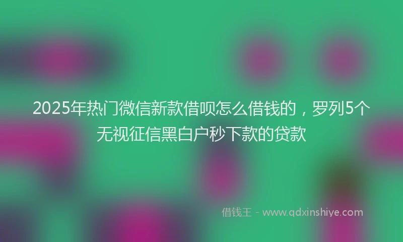 2025年热门微信新款借呗怎么借钱的，罗列5个无视征信黑白户秒下款的贷款