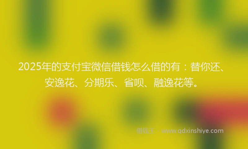 2025年的支付宝微信借钱怎么借的有：替你还、安逸花、分期乐、省呗、融逸花等。