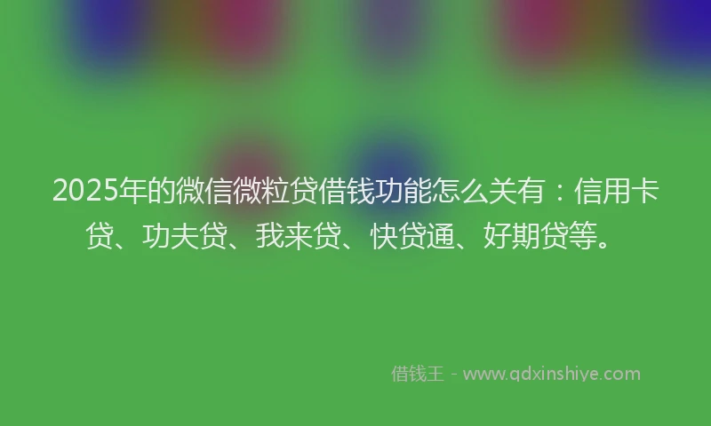 2025年的微信微粒贷借钱功能怎么关有：信用卡贷、功夫贷、我来贷、快贷通、好期贷等。