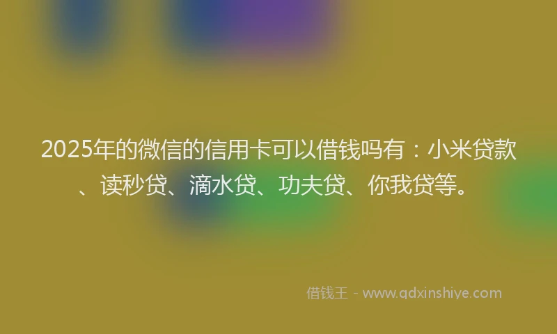 2025年的微信的信用卡可以借钱吗有：小米贷款、读秒贷、滴水贷、功夫贷、你我贷等。