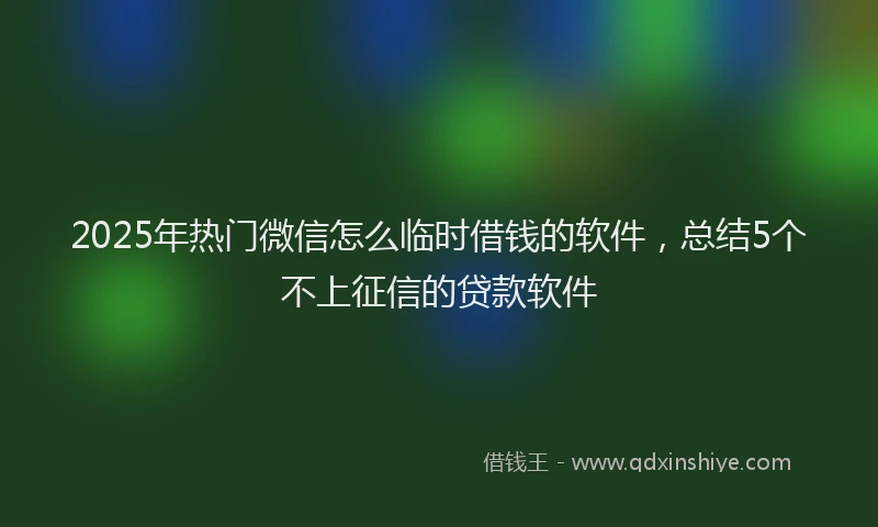 2025年热门微信怎么临时借钱的软件，总结5个不上征信的贷款软件