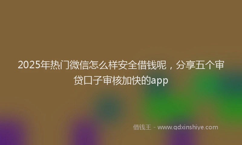2025年热门微信怎么样安全借钱呢，分享五个审贷口子审核加快的app