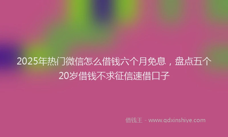 2025年热门微信怎么借钱六个月免息，盘点五个20岁借钱不求征信速借口子