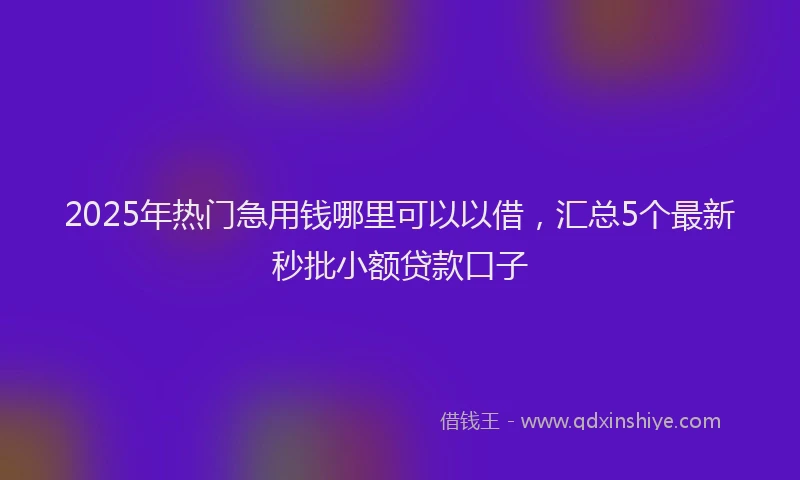 2025年热门急用钱哪里可以以借，汇总5个最新秒批小额贷款口子