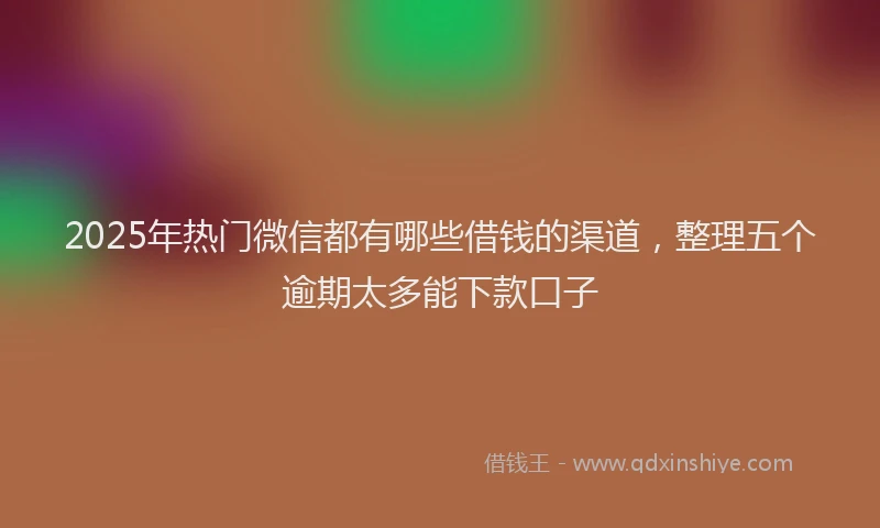 2025年热门微信都有哪些借钱的渠道，整理五个逾期太多能下款口子