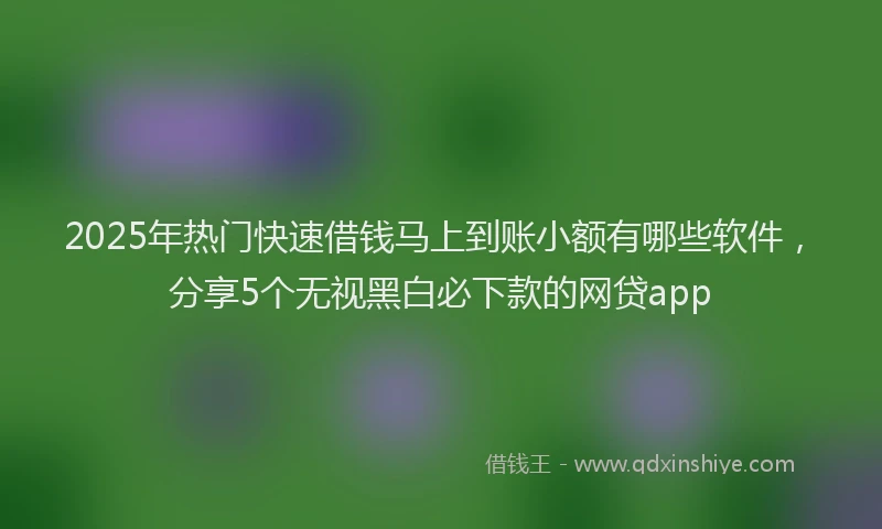 2025年热门快速借钱马上到账小额有哪些软件，分享5个无视黑白必下款的网贷app