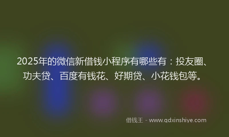 2025年的微信新借钱小程序有哪些有：投友圈、功夫贷、百度有钱花、好期贷、小花钱包等。
