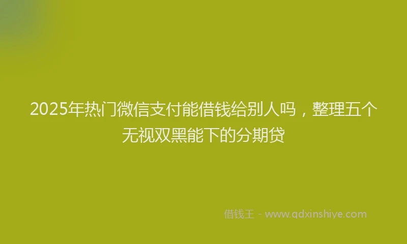 2025年热门微信支付能借钱给别人吗，整理五个无视双黑能下的分期贷