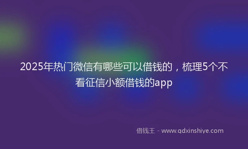 2025年热门微信有哪些可以借钱的，梳理5个不看征信小额借钱的app