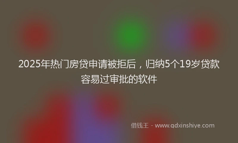 2025年热门房贷申请被拒后，归纳5个19岁贷款容易过审批的软件