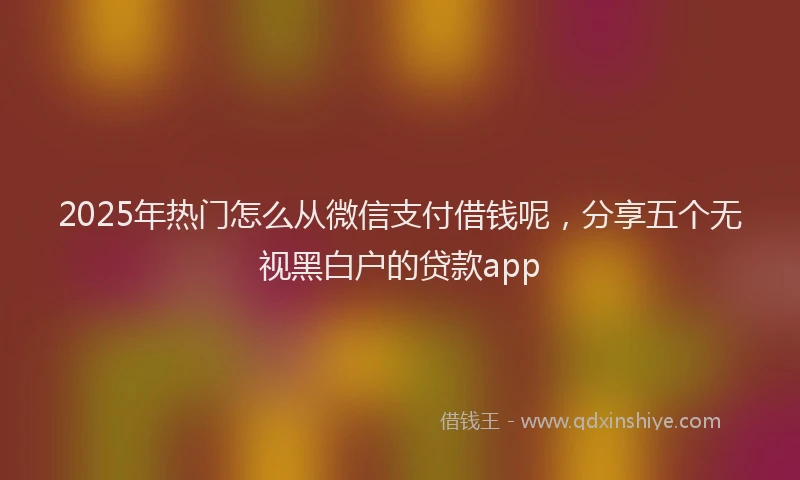 2025年热门怎么从微信支付借钱呢，分享五个无视黑白户的贷款app
