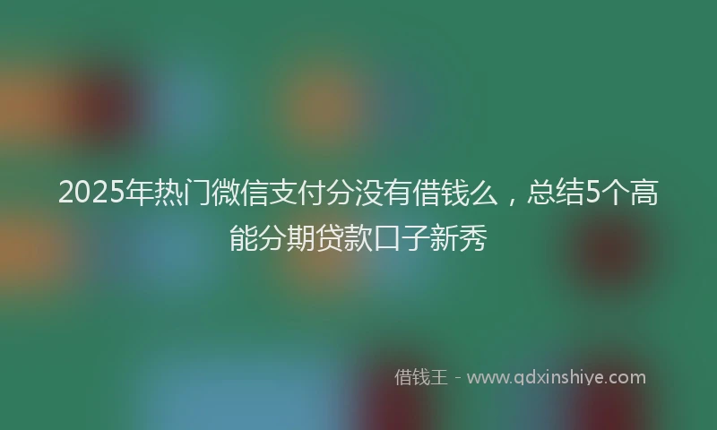 2025年热门微信支付分没有借钱么，总结5个高能分期贷款口子新秀