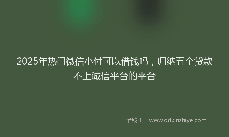 2025年热门微信小付可以借钱吗，归纳五个贷款不上诚信平台的平台