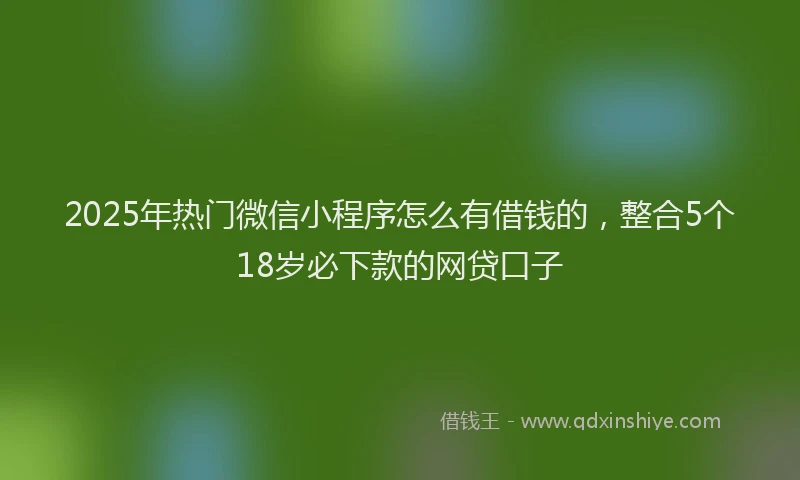 2025年热门微信小程序怎么有借钱的，整合5个18岁必下款的网贷口子