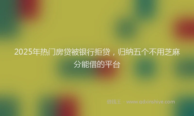 2025年热门房贷被银行拒贷，归纳五个不用芝麻分能借的平台