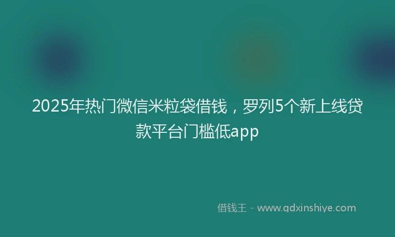 2025年热门微信米粒袋借钱，罗列5个新上线贷款平台门槛低app