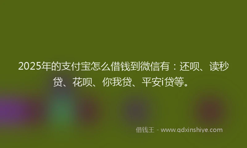 2025年的支付宝怎么借钱到微信有：还呗、读秒贷、花呗、你我贷、平安i贷等。