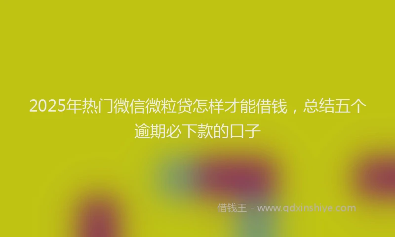 2025年热门微信微粒贷怎样才能借钱，总结五个逾期必下款的口子