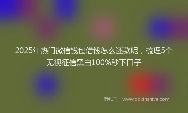 2025年热门微信钱包借钱怎么还款呢，梳理5个无视征信黑白100%秒下口子
