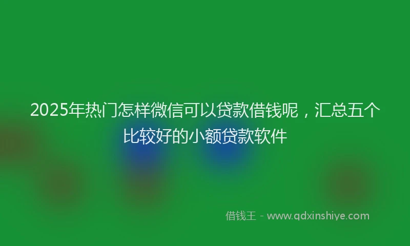 2025年热门怎样微信可以贷款借钱呢，汇总五个比较好的小额贷款软件